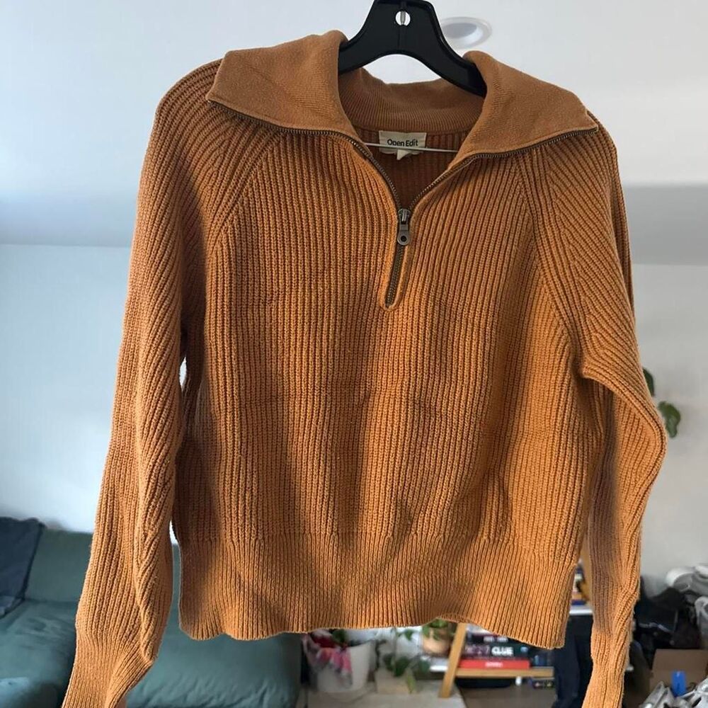 Open-edit Women's Orange and Brown Jumper